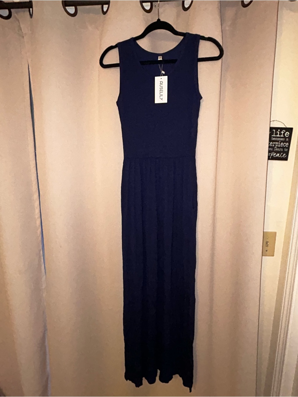 Sleeveless Navy Maxi Dress by AUSELILY